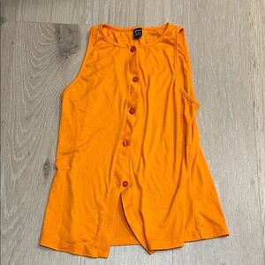 SHEIN Vibrant Orange Button-Down Sleeveless Top